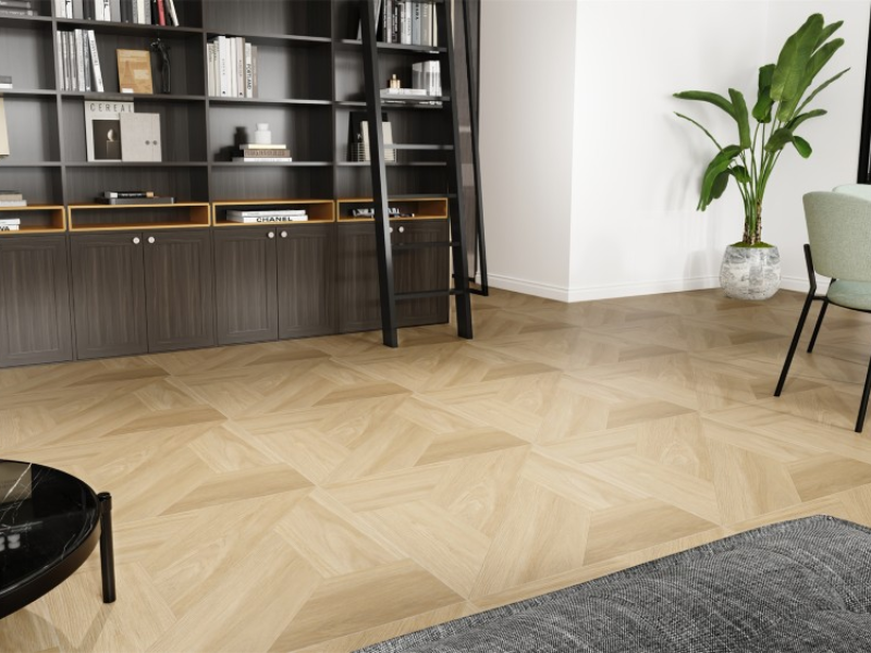 Họa tiết vân gỗ trên khổ vuông 80x80 tạo hiệu ứng ghép nghệ thuật độc đáo